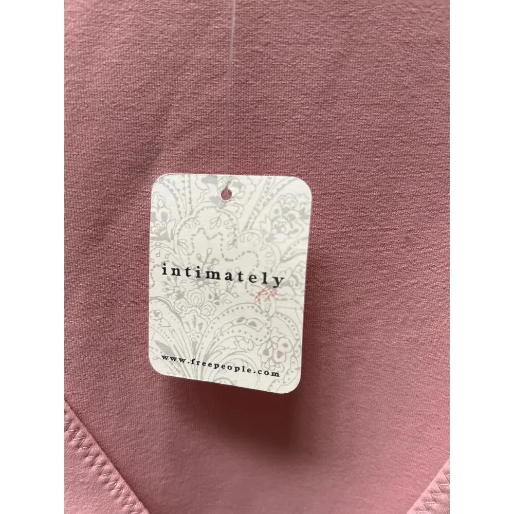 Free People Va Va Voop Long Sleeve Bodysuit in Pink Rose Size S